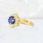 Round Cut Tanzanite Floral Cluster Engagement Ring - Additional view