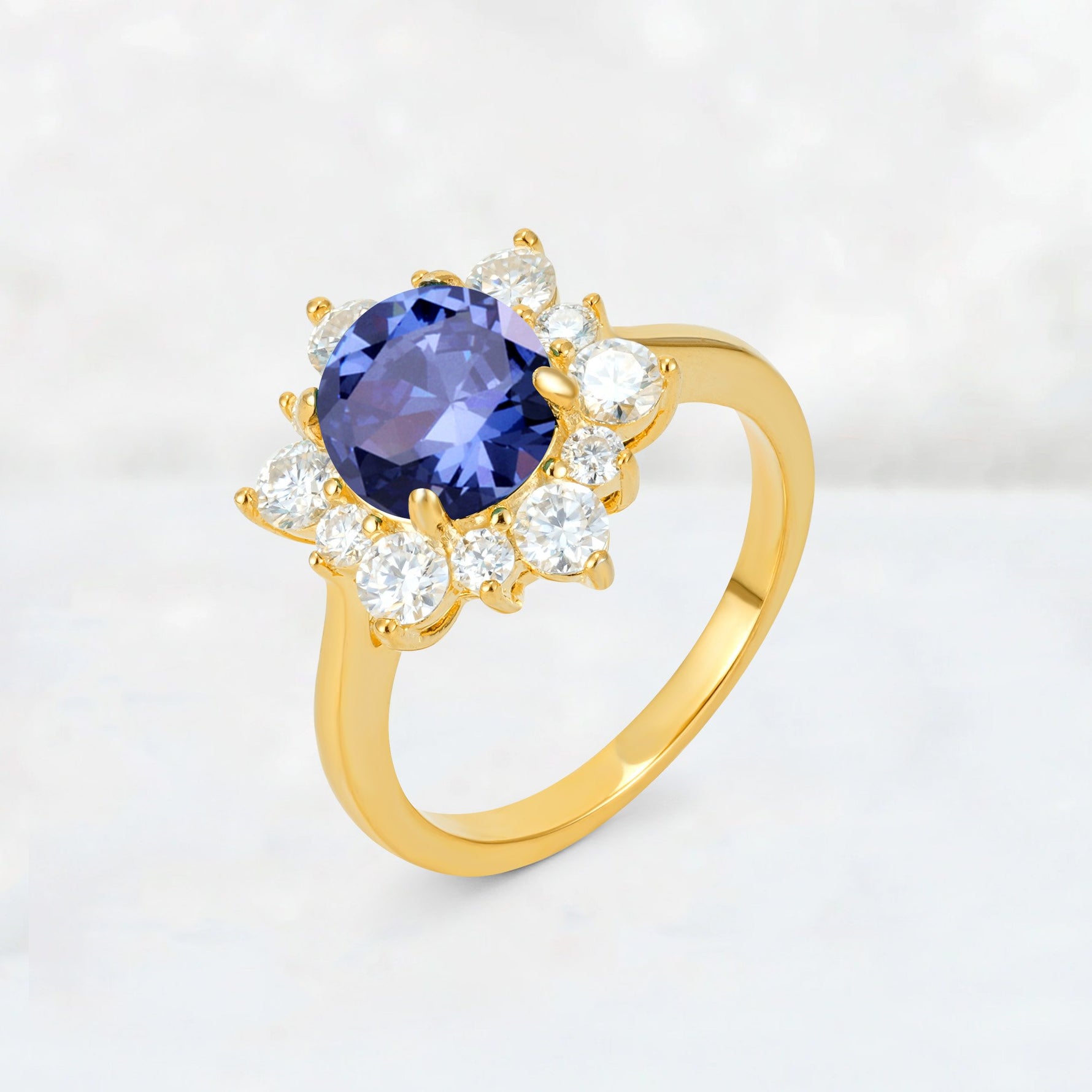 Round Cut Tanzanite Floral Cluster Engagement Ring - Additional view