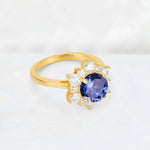 Round Cut Tanzanite Floral Cluster Engagement Ring - Additional view