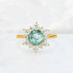 Round Cut Moss Agate Floral Cluster Engagement Ring - Additional view