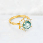 Round Cut Moss Agate Floral Cluster Engagement Ring - Additional view