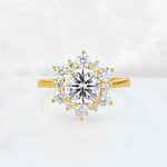 Round Cut Lab Diamond Floral Cluster Engagement Ring - Additional view
