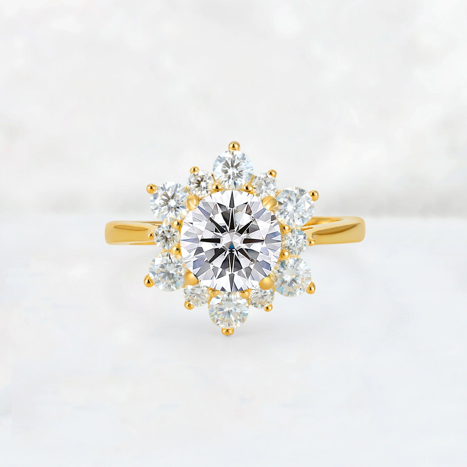 Round Cut Lab Diamond Floral Cluster Engagement Ring - Additional view