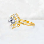 Round Cut Lab Diamond Floral Cluster Engagement Ring - Additional view