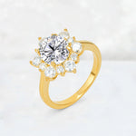 Round Cut Lab Diamond Floral Cluster Engagement Ring - Additional view