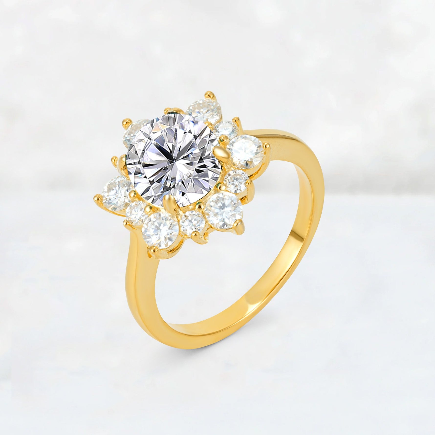 Round Cut Lab Diamond Floral Cluster Engagement Ring - Additional view