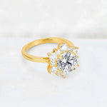 Round Cut Lab Diamond Floral Cluster Engagement Ring - Additional view