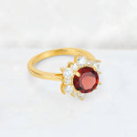 Round Cut Garnet Floral Cluster Engagement Ring - Additional view