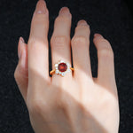 Round Cut Garnet Floral Cluster Engagement Ring - Additional view