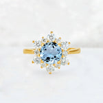 Round Cut Aquamarine Floral Cluster Engagement Ring - Additional view