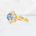 Round Cut Aquamarine Floral Cluster Engagement Ring - Additional view