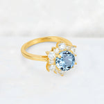 Round Cut Aquamarine Floral Cluster Engagement Ring - Additional view