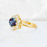 Round Cut Alexandrite Floral Cluster Engagement Ring - Additional view