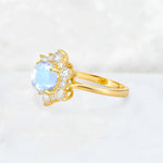 Round Cut Moonstone Floral Cluster Engagement Ring - Additional view
