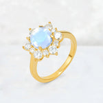 Round Cut Moonstone Floral Cluster Engagement Ring - Additional view