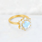 Round Cut Moonstone Floral Cluster Engagement Ring - Additional view