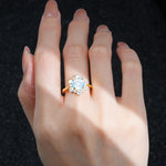 Round Cut Moonstone Floral Cluster Engagement Ring - Additional view