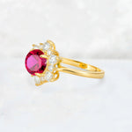 Round Cut Ruby Floral Cluster Engagement Ring - Additional view
