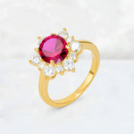 Round Cut Ruby Floral Cluster Engagement Ring - Additional view