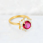 Round Cut Ruby Floral Cluster Engagement Ring - Additional view
