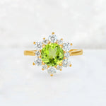 Round Cut Peridot Floral Cluster Engagement Ring - Additional view