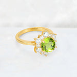 Round Cut Peridot Floral Cluster Engagement Ring - Additional view