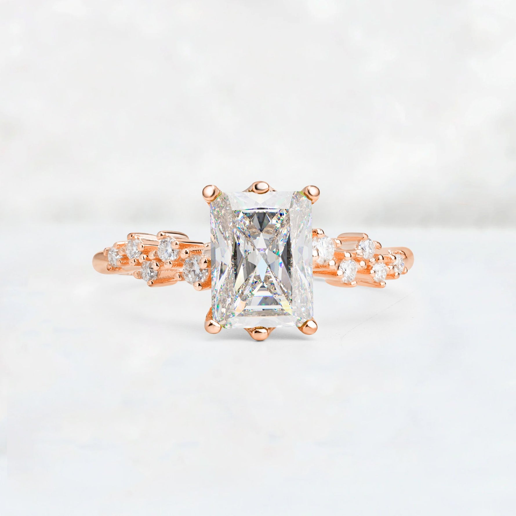 Princess Cut Moissanite Side Stone Engagement Ring - Additional view