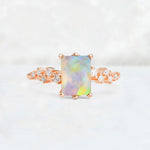 Princess Cut Fire Opal Side Stone Engagement Ring - Additional view