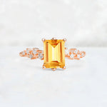 Princess Cut Citrine Side Stone Engagement Ring - Additional view