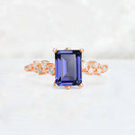 Princess Cut Tanzanite Side Stone Engagement Ring - Additional view