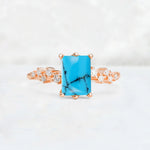 Princess Cut Turquoise Side Stone Engagement Ring - Additional view