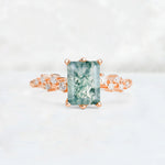 Princess Cut Moss Agate Side Stone Engagement Ring - Additional view