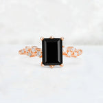 Princess Cut Black Onyx Side Stone Engagement Ring - Additional view