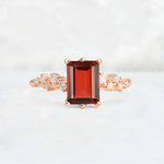 Princess Cut Garnet Side Stone Engagement Ring - Additional view