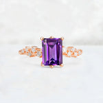 Princess Cut Amethyst Side Stone Engagement Ring - Additional view