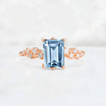 Princess Cut Aquamarine Side Stone Engagement Ring - Additional view