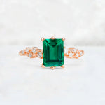 Princess Cut Emerald Side Stone Engagement Ring - Additional view