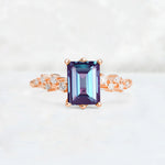 Princess Cut Alexandrite Side Stone Engagement Ring - Additional view