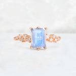 Princess Cut Moonstone Side Stone Engagement Ring - Additional view