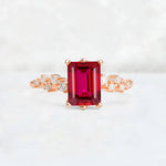 Princess Cut Ruby Side Stone Engagement Ring - Additional view