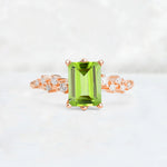 Princess Cut Peridot Side Stone Engagement Ring - Additional view