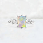 Princess Cut Fire Opal Side Stone Engagement Ring - Additional view