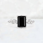 Princess Cut Black Onyx Side Stone Engagement Ring - Additional view