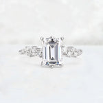 Princess Cut Lab Diamond Side Stone Engagement Ring - Additional view