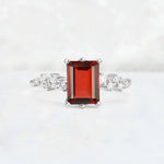 Princess Cut Garnet Side Stone Engagement Ring - Additional view