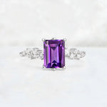 Princess Cut Amethyst Side Stone Engagement Ring - Additional view