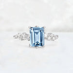 Princess Cut Aquamarine Side Stone Engagement Ring - Additional view