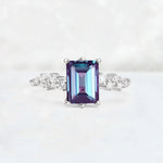 Princess Cut Alexandrite Side Stone Engagement Ring - Additional view