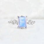 Princess Cut Moonstone Side Stone Engagement Ring - Additional view