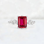 Princess Cut Ruby Side Stone Engagement Ring - Additional view